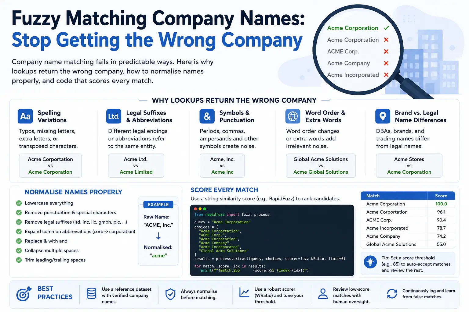 Fuzzy Matching Company Names: Stop Getting the Wrong Company