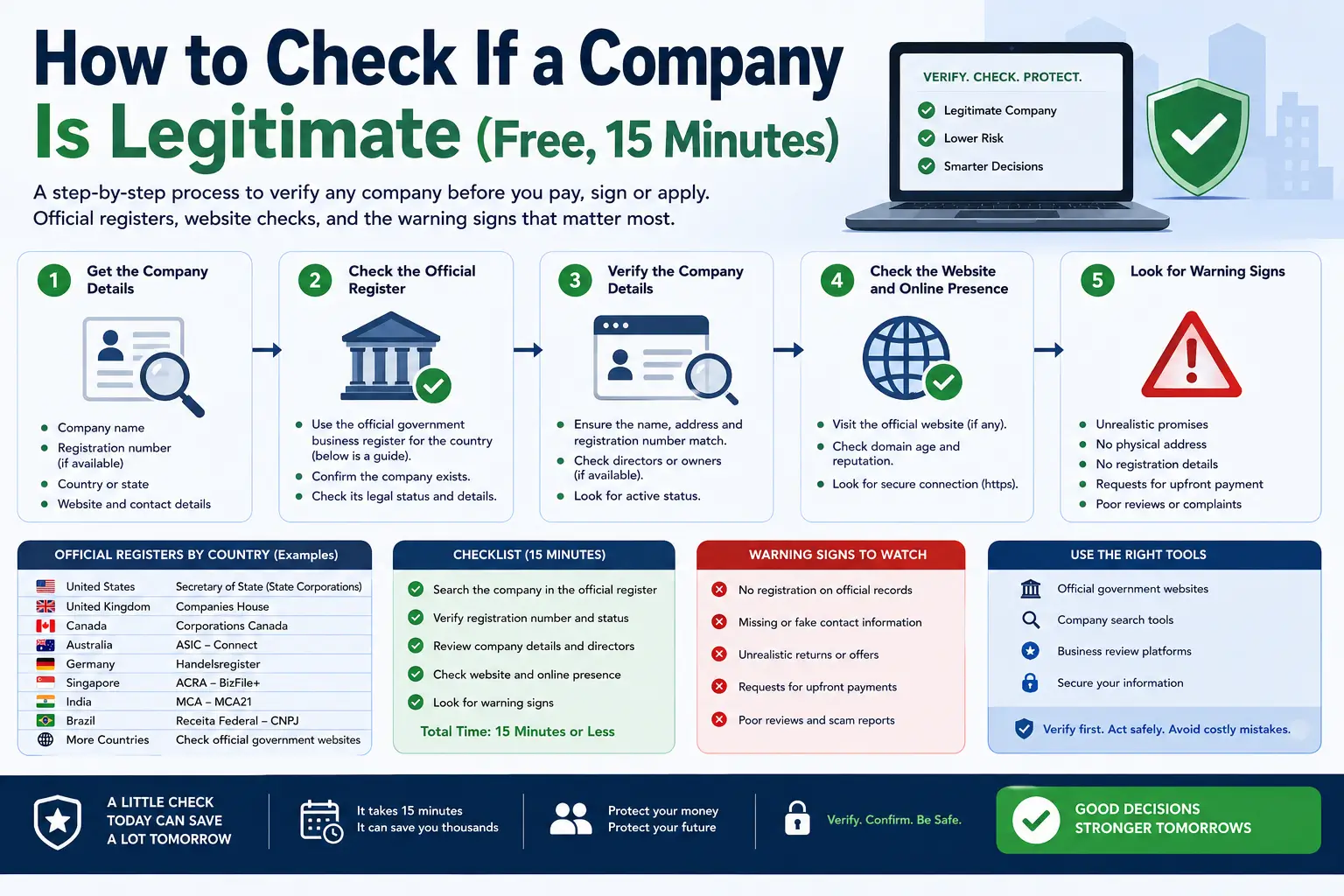 How to Check If a Company Is Legitimate (Free, 15 Minutes)